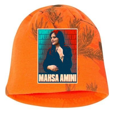 Women Life Freedom Mahsa Amini Vintage Poster Kati - Camo Knit Beanie