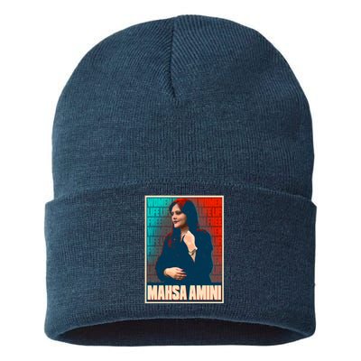 Women Life Freedom Mahsa Amini Vintage Poster Sustainable Knit Beanie