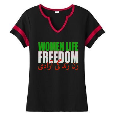 Women Life Freedom Zan Zendegi Azadi Persian Iranian Women Ladies Halftime Notch Neck Tee