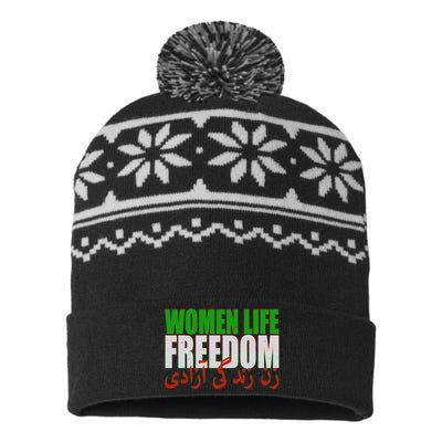 Women Life Freedom Zan Zendegi Azadi Persian Iranian Women USA-Made Snowflake Beanie