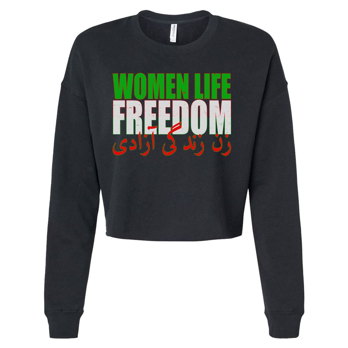 Women Life Freedom Zan Zendegi Azadi Persian Iranian Women Cropped Pullover Crew