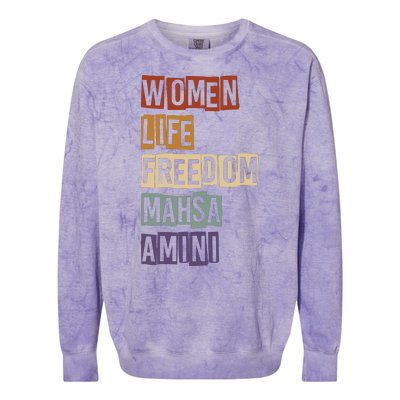 Women Life Freedom Mahsa Amini Rise With The Women Of Iran Colorblast Crewneck Sweatshirt