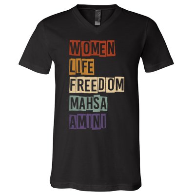 Women Life Freedom Mahsa Amini Rise With The Women Of Iran V-Neck T-Shirt