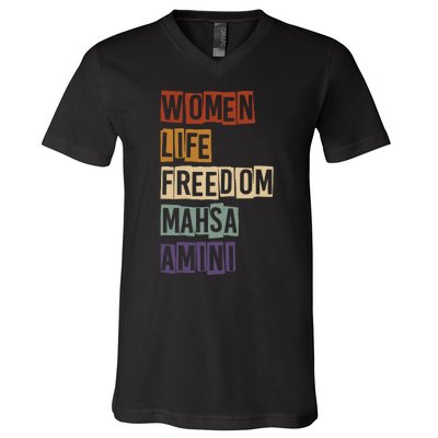 Women Life Freedom Mahsa Amini Rise With The Women Of Iran V-Neck T-Shirt