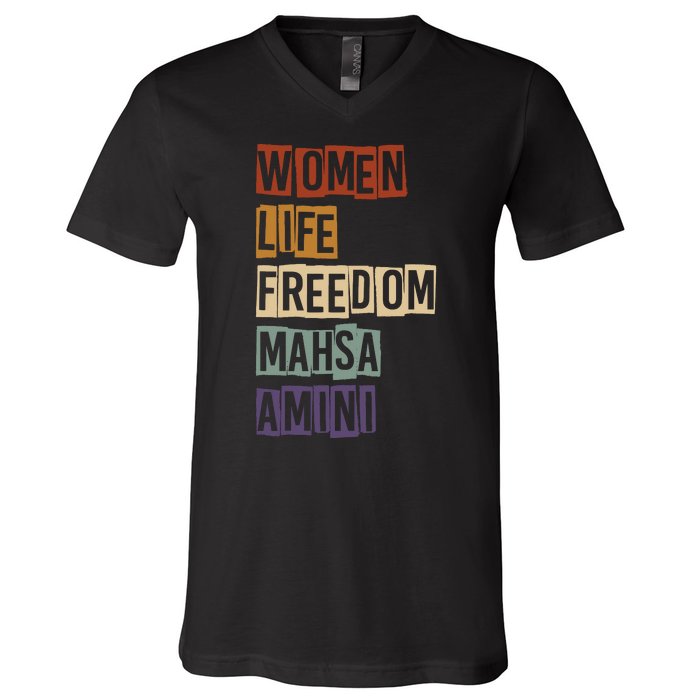 Women Life Freedom Mahsa Amini Rise With The Women Of Iran V-Neck T-Shirt