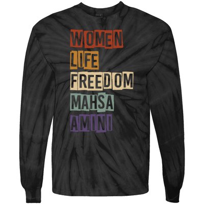 Women Life Freedom Mahsa Amini Rise With The Women Of Iran Tie-Dye Long Sleeve Shirt