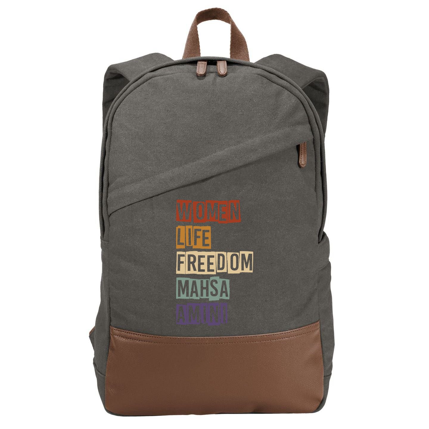 Women Life Freedom Mahsa Amini Rise With The Women Of Iran Cotton Canvas Backpack