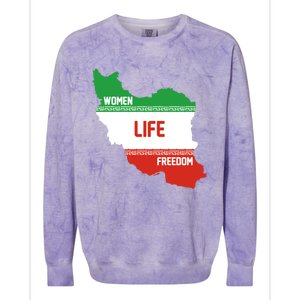 Wo Life Freedom Cute Iranian Flag Of Iran Gift Colorblast Crewneck Sweatshirt