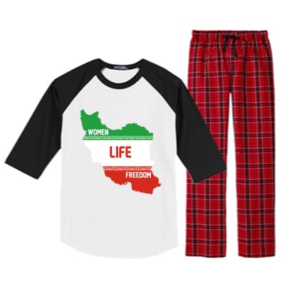 Wo Life Freedom Cute Iranian Flag Of Iran Gift Raglan Sleeve Pajama Set