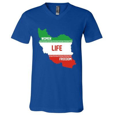 Wo Life Freedom Cute Iranian Flag Of Iran Gift V-Neck T-Shirt