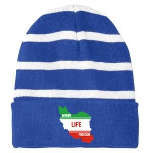 Wo Life Freedom Cute Iranian Flag Of Iran Gift Striped Beanie with Solid Band