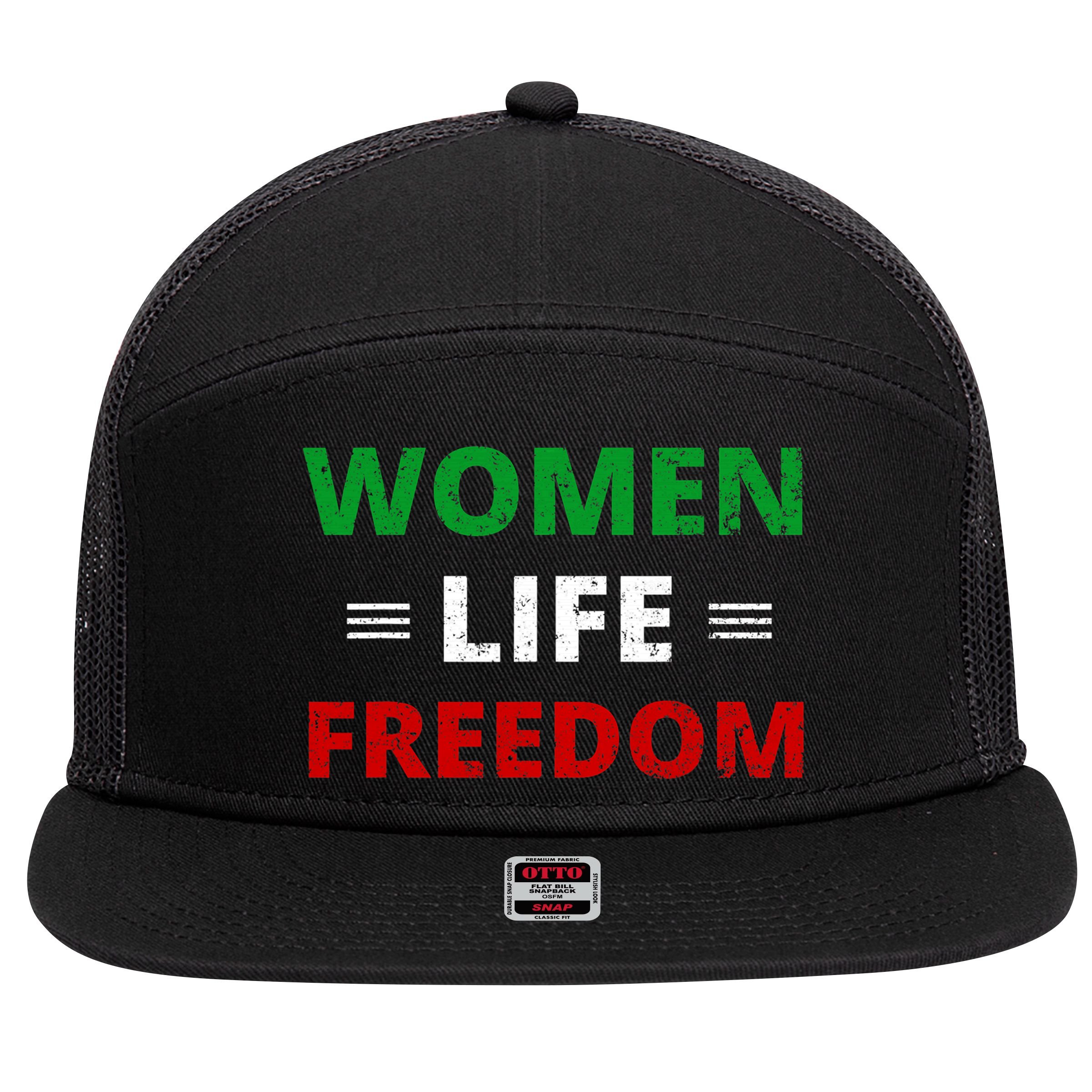 Women Life Freedom Shirt Zan Zendegi Azadi Iran 7 Panel Mesh Trucker Snapback Hat