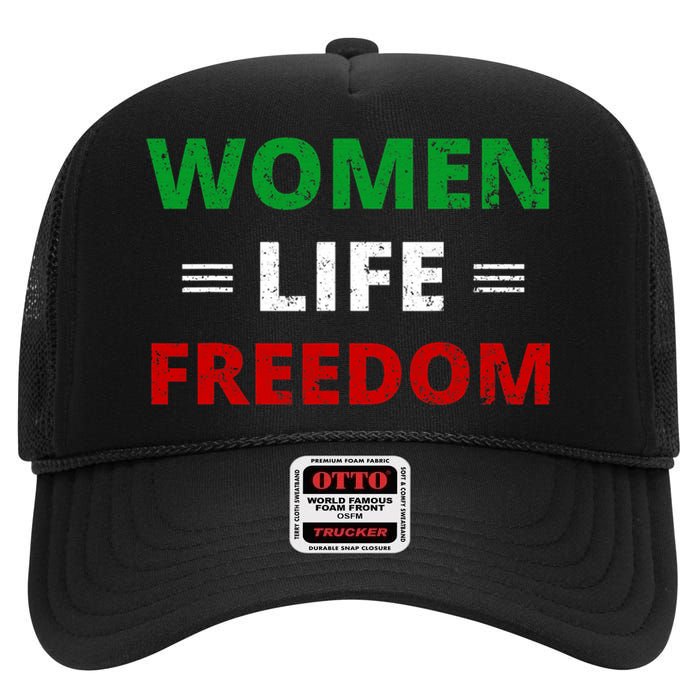 Women Life Freedom Shirt Zan Zendegi Azadi Iran High Crown Mesh Back Trucker Hat