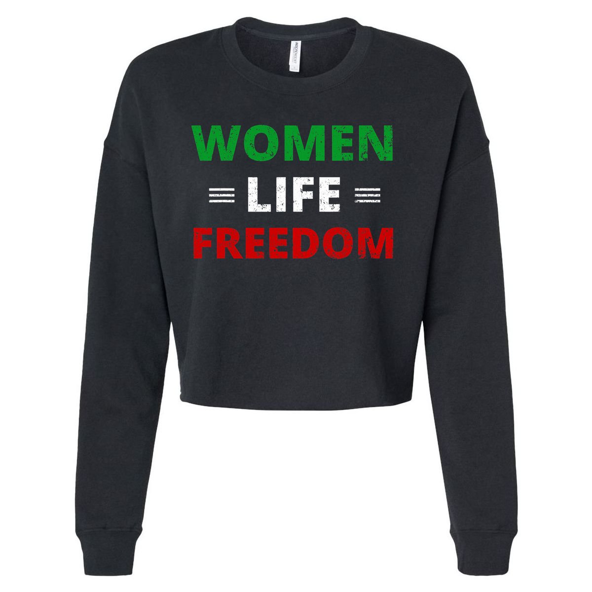 Women Life Freedom Shirt Zan Zendegi Azadi Iran Cropped Pullover Crew