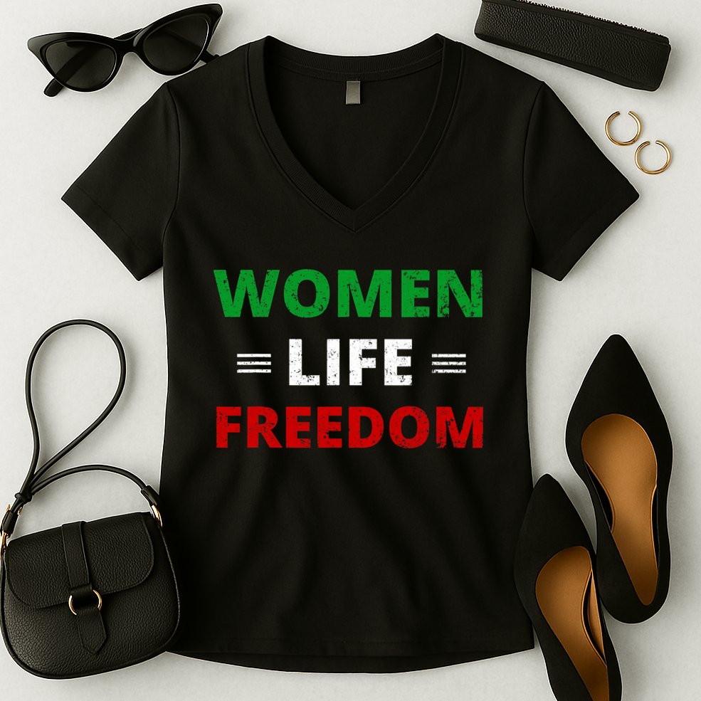 Women Life Freedom Shirt Zan Zendegi Azadi Iran Women's V-Neck T-Shirt