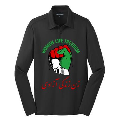 Wo Life Freedom Iran Flag Rise With Of Iran Gift Silk Touch Performance Long Sleeve Polo