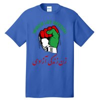 Wo Life Freedom Iran Flag Rise With Of Iran Gift Tall T-Shirt