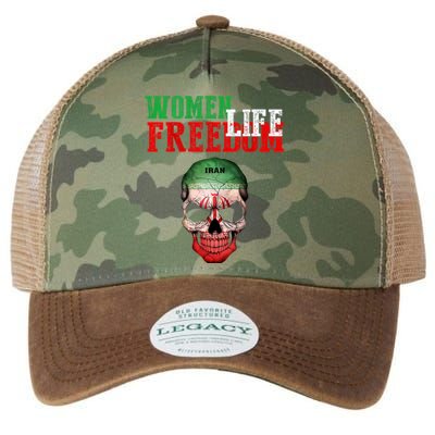 WOMEN LIFE FREEDOM, Skull Iranian Flag Women Of Iran Freedom Legacy Tie Dye Trucker Hat