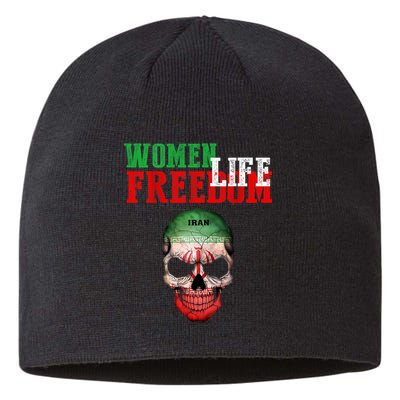 WOMEN LIFE FREEDOM, Skull Iranian Flag Women Of Iran Freedom Sustainable Beanie