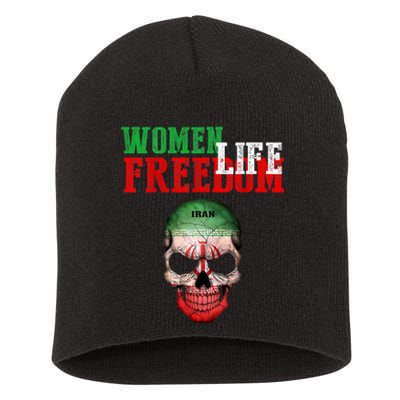 WOMEN LIFE FREEDOM, Skull Iranian Flag Women Of Iran Freedom Short Acrylic Beanie