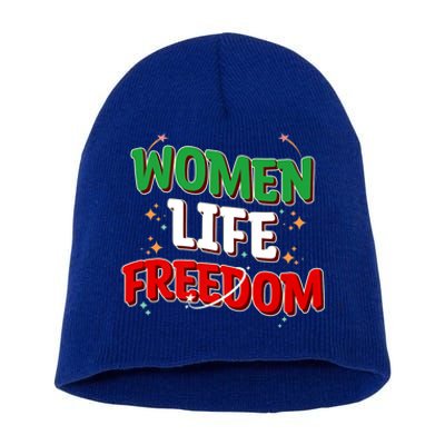 Wo Life Freedom Iranian Flag Of Iran Gift Short Acrylic Beanie