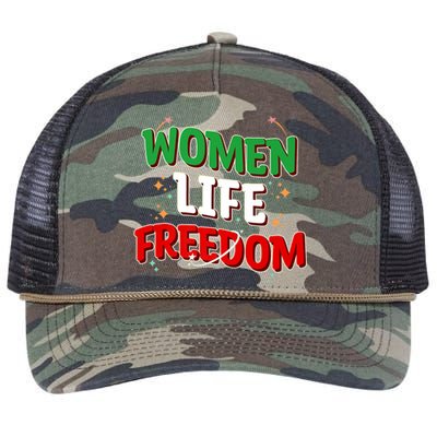 Wo Life Freedom Iranian Flag Of Iran Gift Retro Rope Trucker Hat Cap