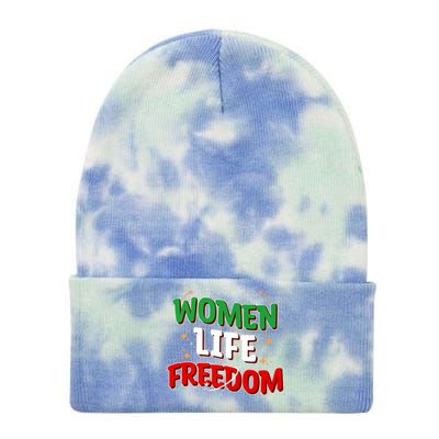 Wo Life Freedom Iranian Flag Of Iran Gift Tie Dye 12in Knit Beanie