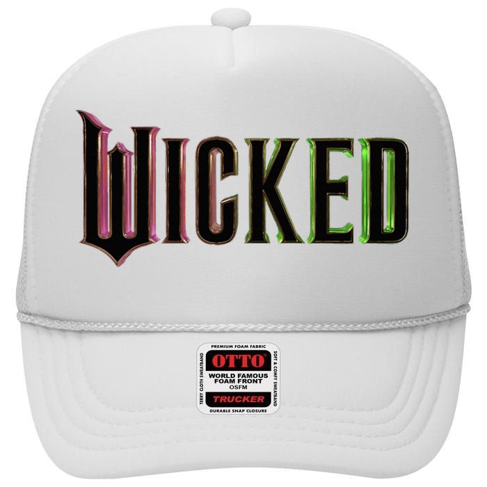 Wicked Logo Funny Witch High Crown Mesh Back Trucker Hat