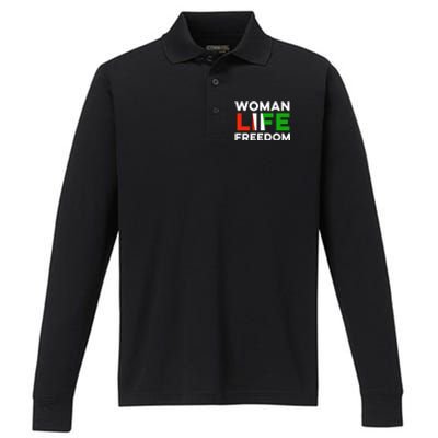 Woman Life Freedom Stand With Women Freedom Performance Long Sleeve Polo