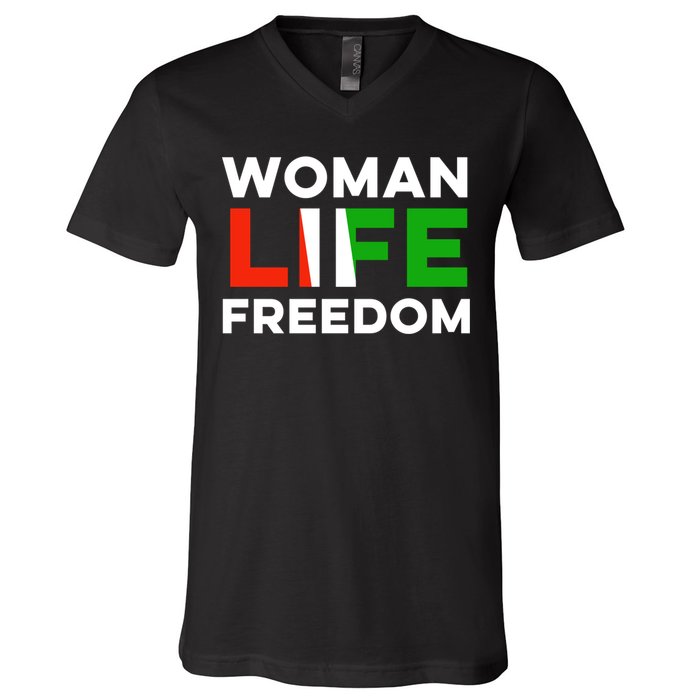 Woman Life Freedom Stand With Women Freedom V-Neck T-Shirt