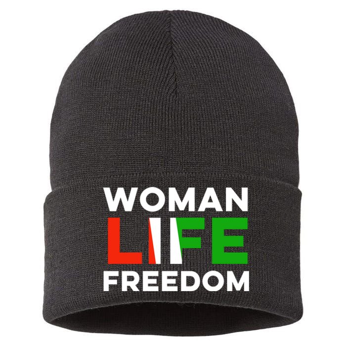 Woman Life Freedom Stand With Women Freedom Sustainable Knit Beanie