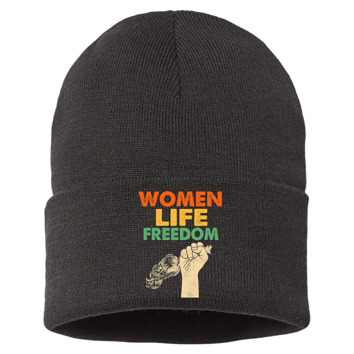 Women Life Freedom Iran Feminist Vintage Sustainable Knit Beanie