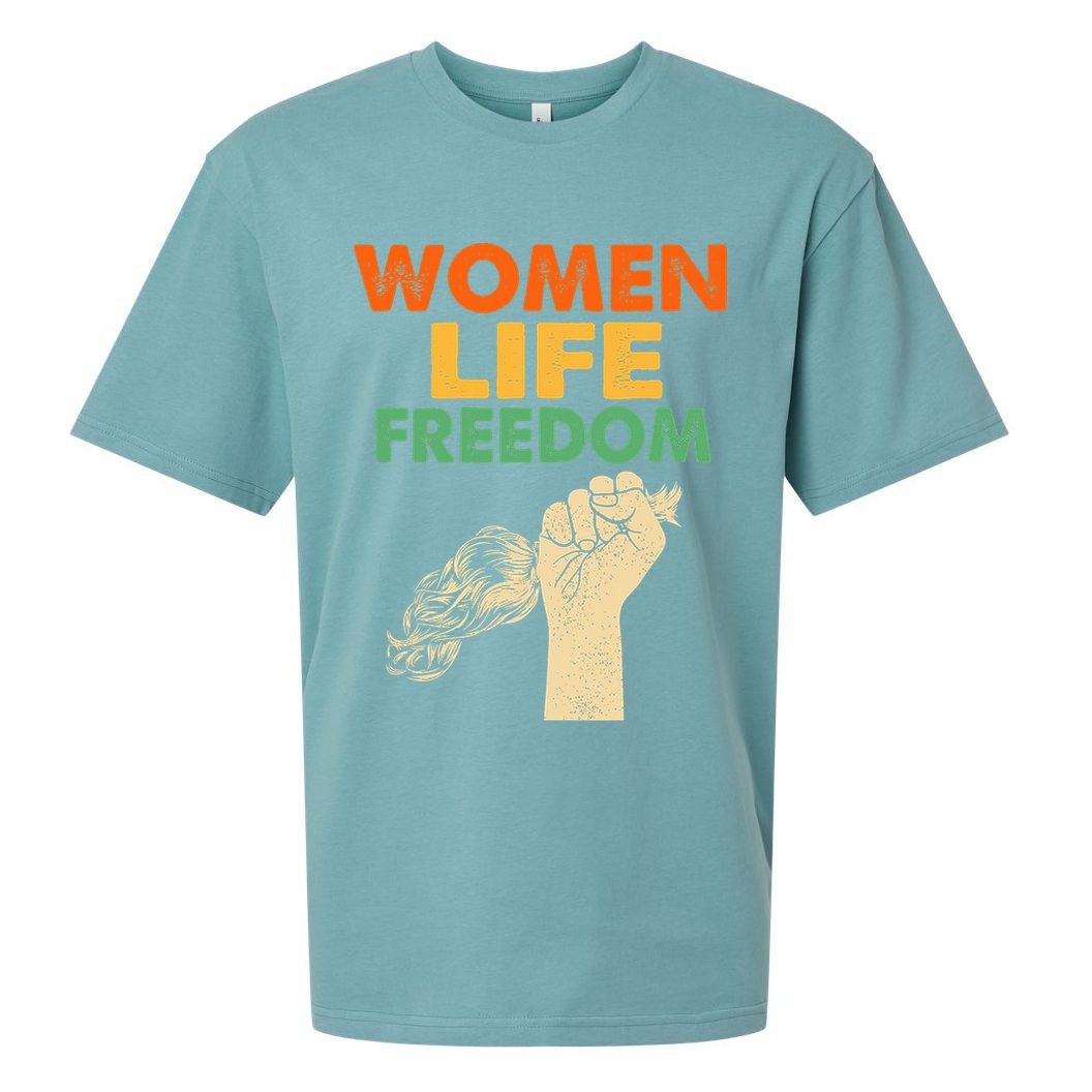 Women Life Freedom Iran Feminist Vintage Sueded Cloud Jersey T-Shirt