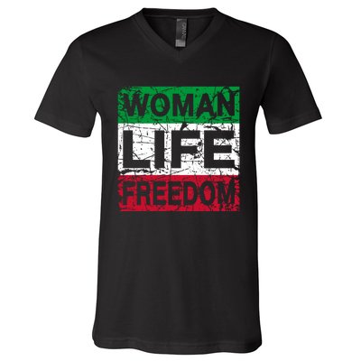 WOMAN LIFE FREEDOM IRAN RISE WITH THE WOMAN Support Woman V-Neck T-Shirt