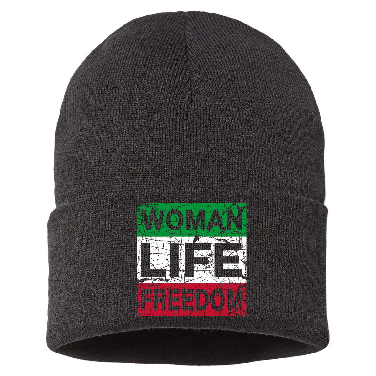 WOMAN LIFE FREEDOM IRAN RISE WITH THE WOMAN Support Woman Sustainable Knit Beanie