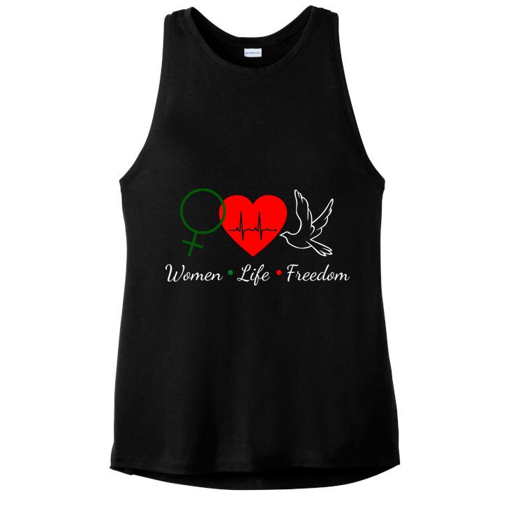 Women Life Freedom Equality Ladies PosiCharge Tri-Blend Wicking Tank