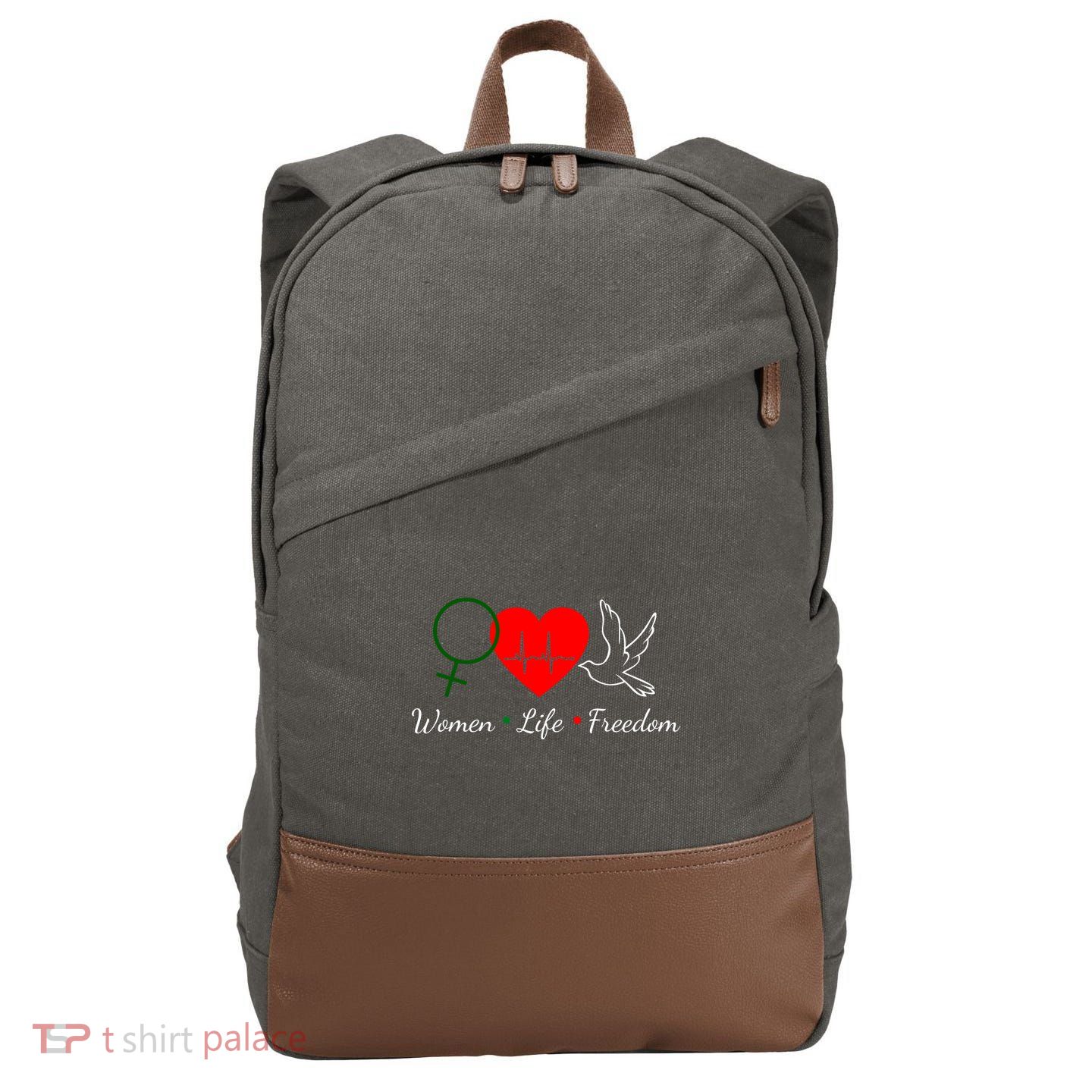 Women Life Freedom Equality Cotton Canvas Backpack