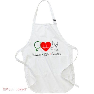 Women Life Freedom Equality Full-Length Apron With Pockets