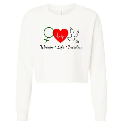 Women Life Freedom Equality Cropped Pullover Crew
