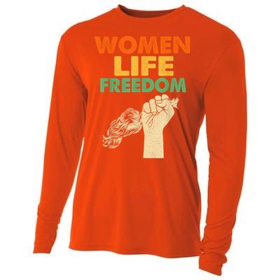 Women Life Freedom Iran Feminist Vintage Cooling Performance Long Sleeve Crew