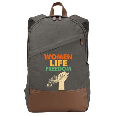 Women Life Freedom Iran Feminist Vintage Cotton Canvas Backpack