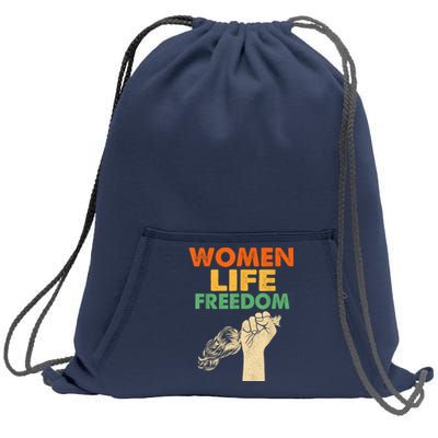 Women Life Freedom Iran Feminist Vintage Sweatshirt Cinch Pack Bag