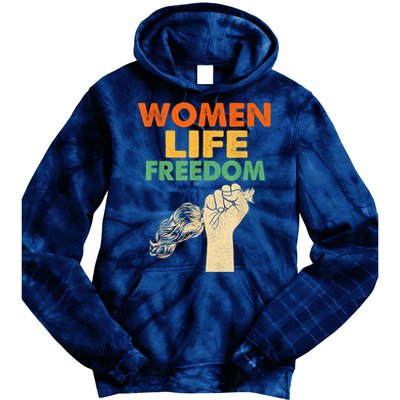 Women Life Freedom Iran Feminist Vintage Tie Dye Hoodie