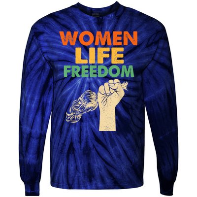 Women Life Freedom Iran Feminist Vintage Tie-Dye Long Sleeve Shirt