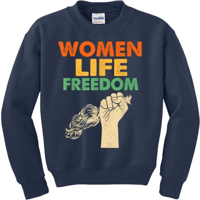 Women Life Freedom Iran Feminist Vintage Kids Sweatshirt