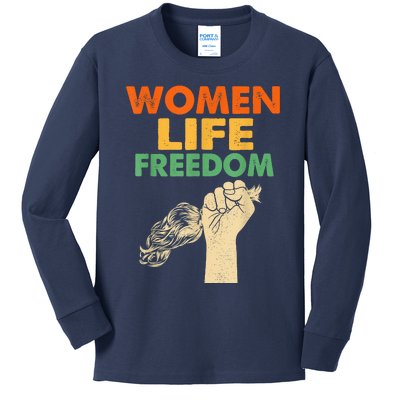 Women Life Freedom Iran Feminist Vintage Kids Long Sleeve Shirt