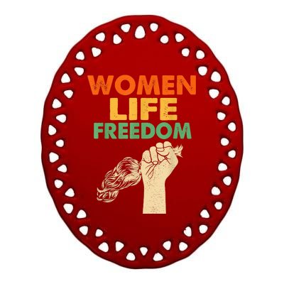 Women Life Freedom Iran Feminist Vintage Ceramic Oval Ornament