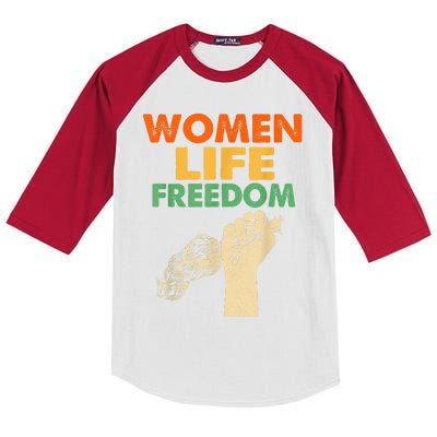 Women Life Freedom Iran Feminist Vintage Kids Colorblock Raglan Jersey