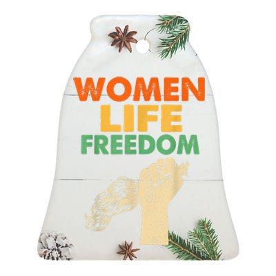 Women Life Freedom Iran Feminist Vintage Ceramic Bell Ornament