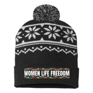 Women Life Freedom Design For Iranian USA-Made Snowflake Beanie